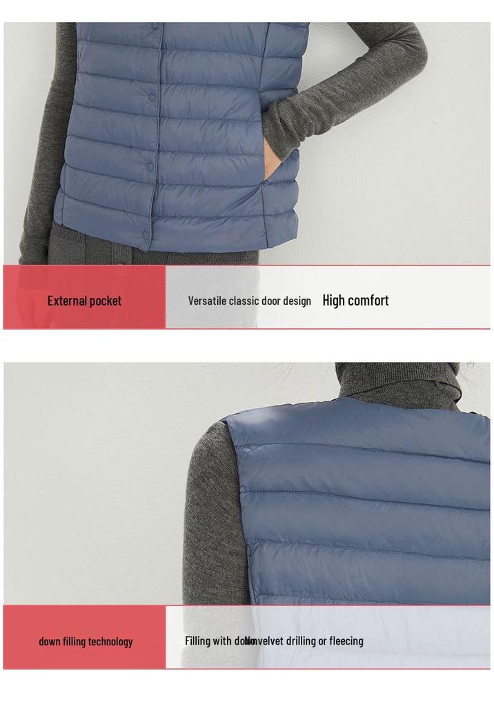 Women's Plus Size Collarless Down Vest - Short, Warm Shoulder Cape Jacket for Middle-aged and Young