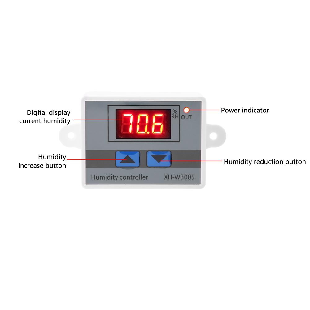 Digital Hygrometer Hygrometer Controller XH-W3005 Digital Hygrometer  Controller Humidity Sensor 0~99%RH 12V/24V/220V