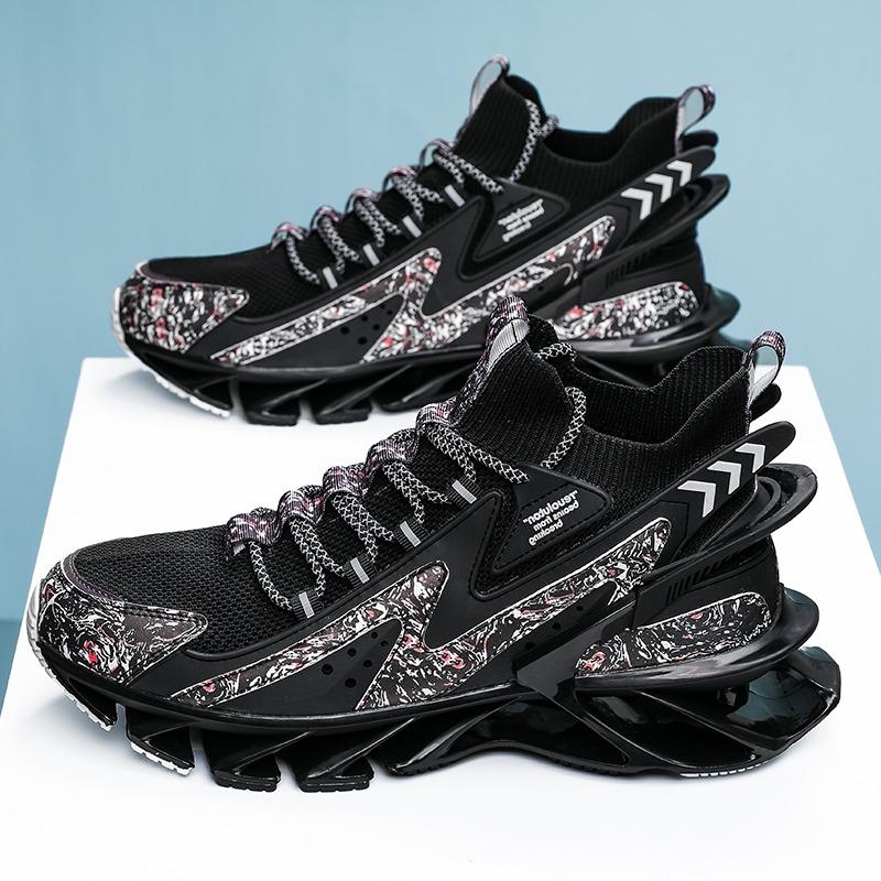 Fashion Lace-up Men's Sneakers Trendy Blade Shoes Elastic Outdoor Sports Shoes Teenager Running Exercise Shoes