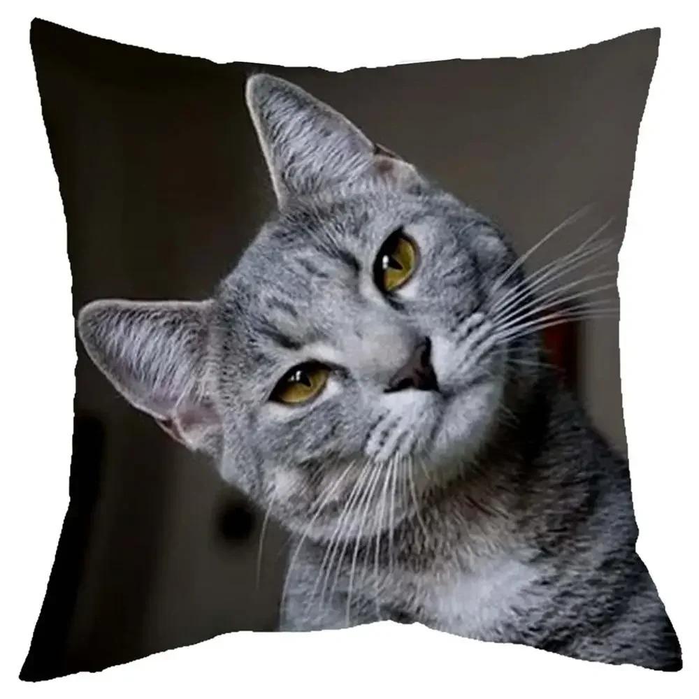 Office Living Room Home Pillowcase Cute Little Lazy Cat Pattern Pillowcase Car Ornaments