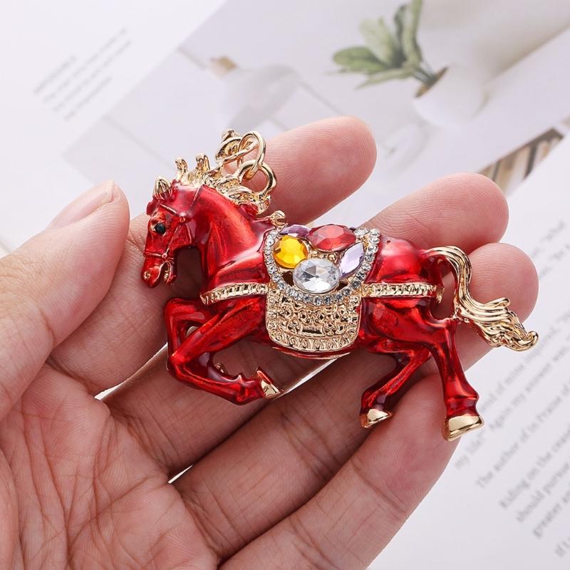 Unique Horse Zodiacal Keychain Glittering Rhinestones Artistic Design Bag Decoration for Gifting and Personalization