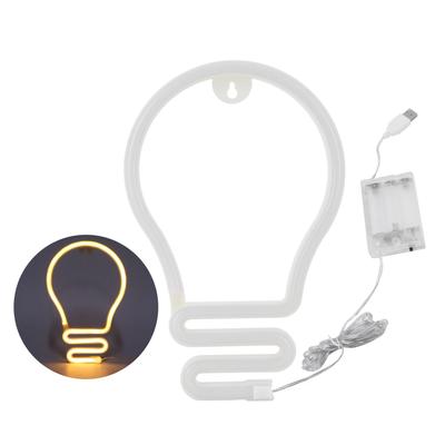 Enseigne lumineuse LED en forme d'ampoule, pour décoration murale, fête, Noël, mariage, alimentée par USB ou par batterie, chaude
