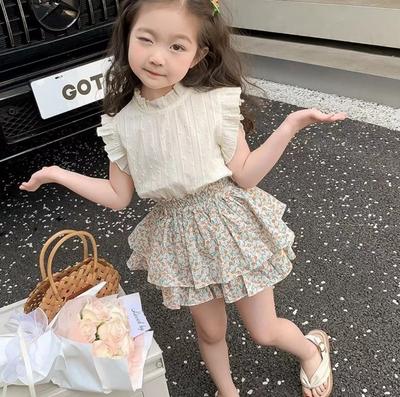Girls' Suit Summer   Children's Summer Dress Baby Girl Fashionable Children's Top+Skirt Two-Piece Set