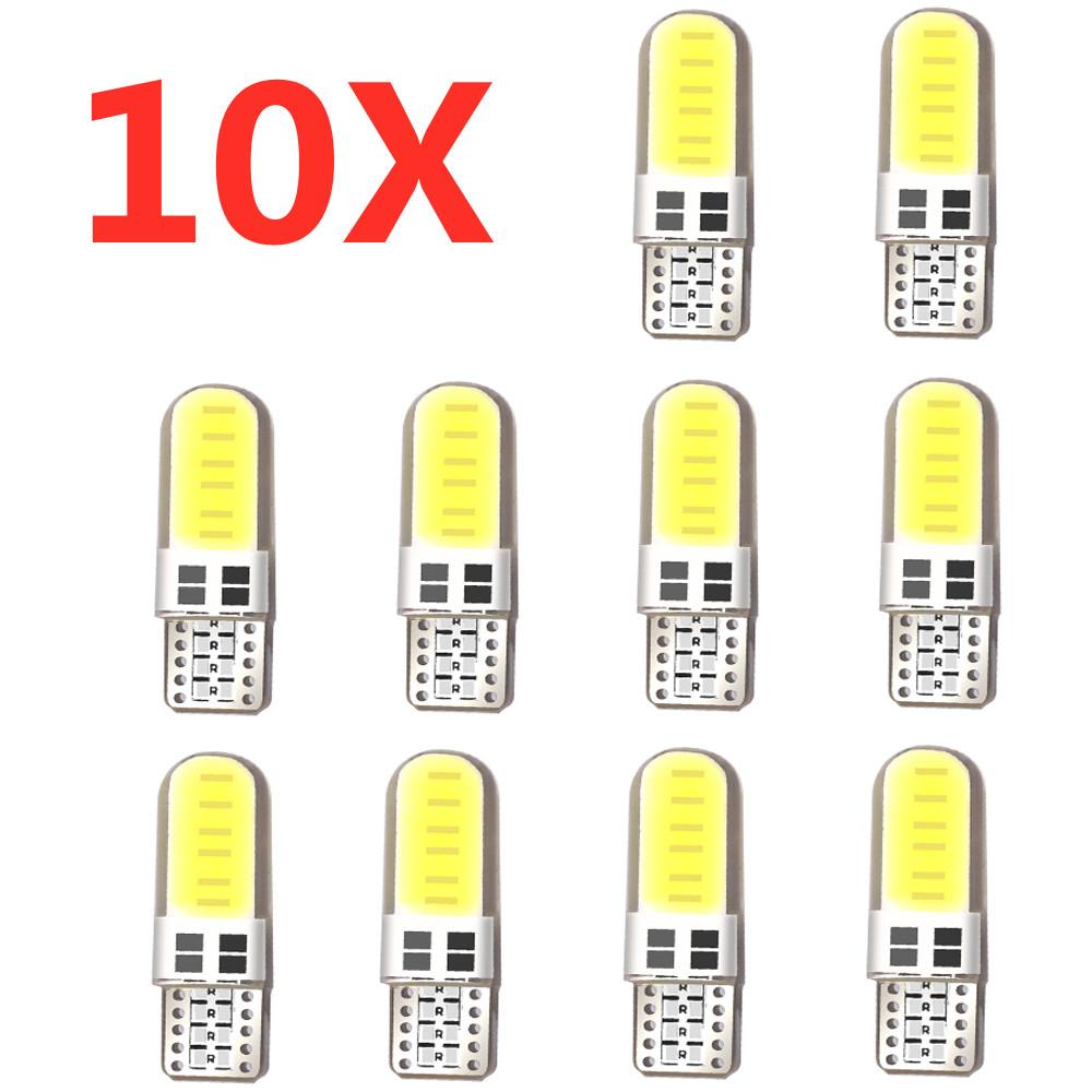 10pcs Silicone Gel COB Auto LED Car Light 12V T10 W5W Wedge Side Parking Read Bulb Signal Lamp Clearance Door Light 12 SMD Chips