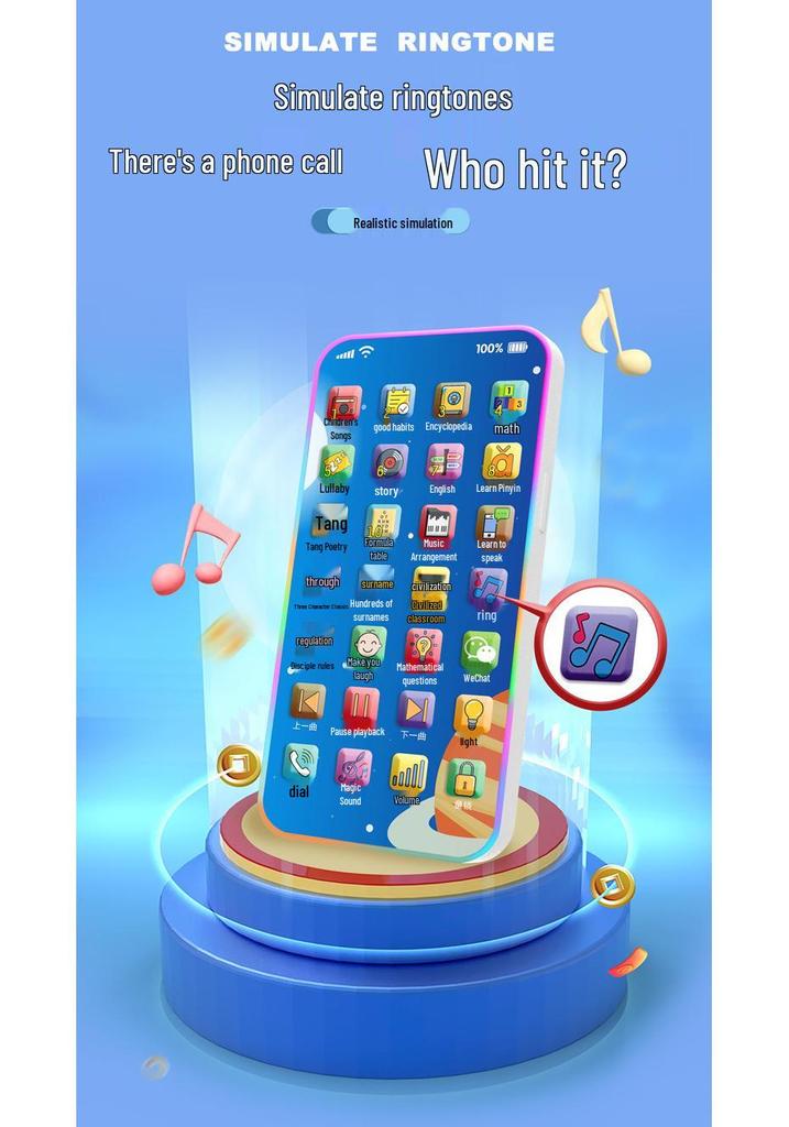 Multifunctional Kids' Early Learning Phone with Lights, Sound, Stories, and Music