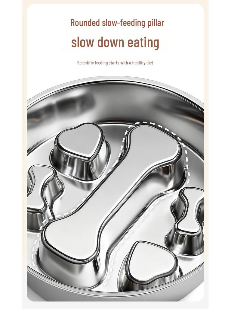 Stainless Steel Non-Slip Slow Feeder Bowl for Pets - Large Capacity for Dogs and Cats