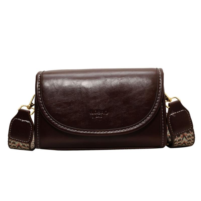 New retro women's bag simple shoulder bag women's autumn and winter messenger bag wide shoulder strap foreign style women's bag