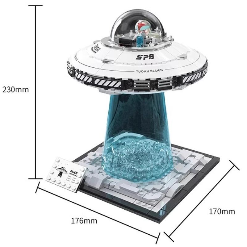 

UFO Spaceship Ornament ABS Plastics Spacecraft Ornaments Creative Assembly Sculptures Model Interest Puzzle Toy Children Gift