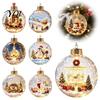 Festive Window Display Ornaments 3D Christmas Animal Faux Crystal Ball Ornament, Lighted Acrylic Hanging Decor Holiday with Hedgehog Penguin