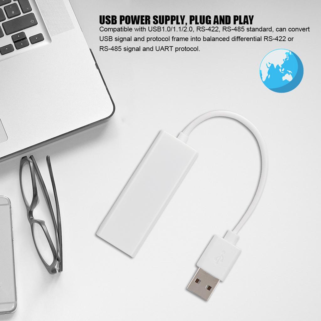 Industrial Grade USB To RS485 422 Port Converter RJ45 Interface USB To 485 Adapter (White)