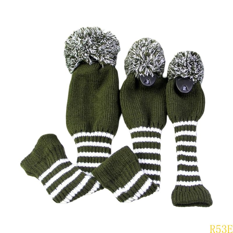 3pcs Golf Club Head Cover Knitted Styles Headcover Leisure Styles Golf Cover for Driver Protection and Longevity