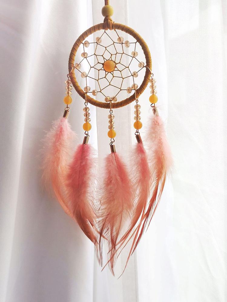 Creative Hand-woven Car Pendant Dream Catcher Feather Wind Chime Valentine's Day Gift Bedroom Hanging Ornaments Home Decoration