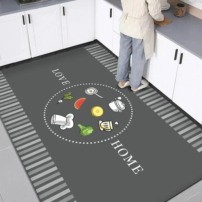 Kitchen Carpet Pvc Floor Mat Waterproof Non-slip Leather Mats Home Decoration Cartoon Rug Large Area Rugs Alfombra Cocina