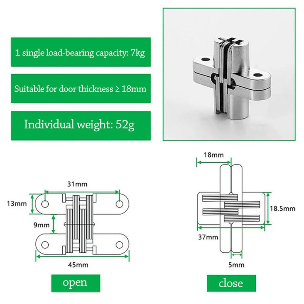 1pc Concealed Hidden Hinge Stainless Steel Door Hinge Multiple Uses Cross Hinges  for Cabinet Door