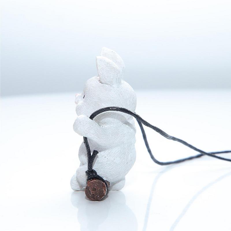 Swing Bunny Car Hangable Ornament Cartoon Rabbit Car Pendant Resin Animal Figurine Car Hangable Accessories Aesthetic Decoration