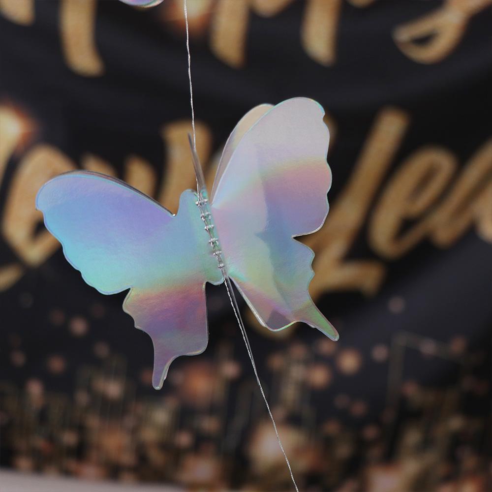Home Decor Colorful 3D Butterfly Paper Banner 2m Cartoon Butterfly Hanging Garland DIY Party Hanging Decoration Curtain Backdrop