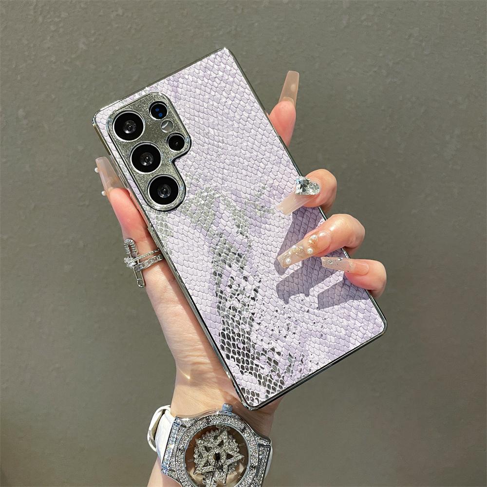 Electroplating Leather Phone Case for Samsung Galaxy S23 FE S24 Plus Ultra S25 Edge A56 A55 A54 A36 A35 A34 A26 A25 A16 A15 A06