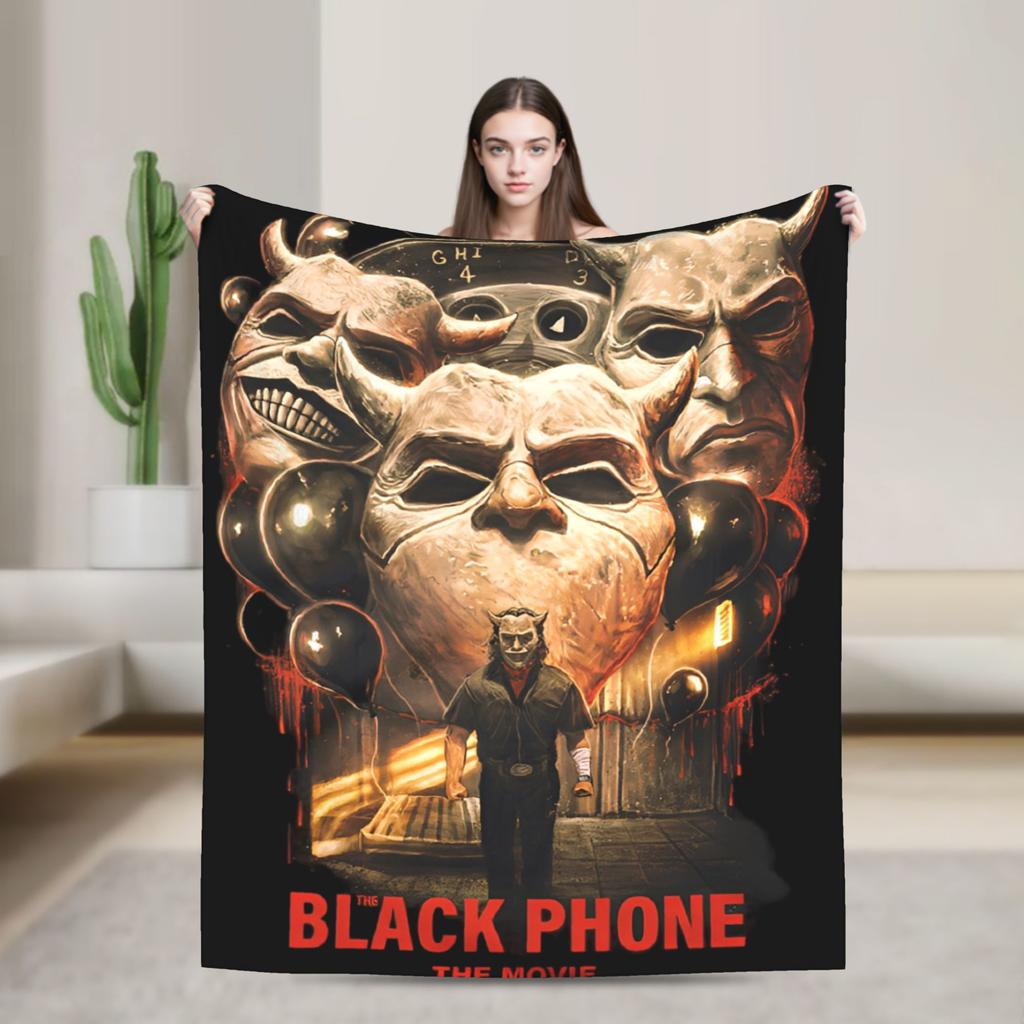 Black Phone 2 Movies Blanket Picnic Flannel Bedding Throws For Couch Chair Soft Warm Custom Quality Bedspread Birthday Gift