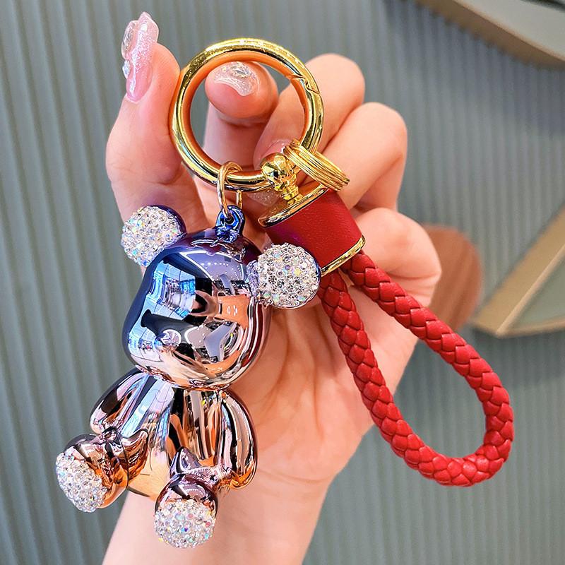 Bear Exquisite Rhinestone Keychain Chic Acrylic Key Holder For Fashionable Women