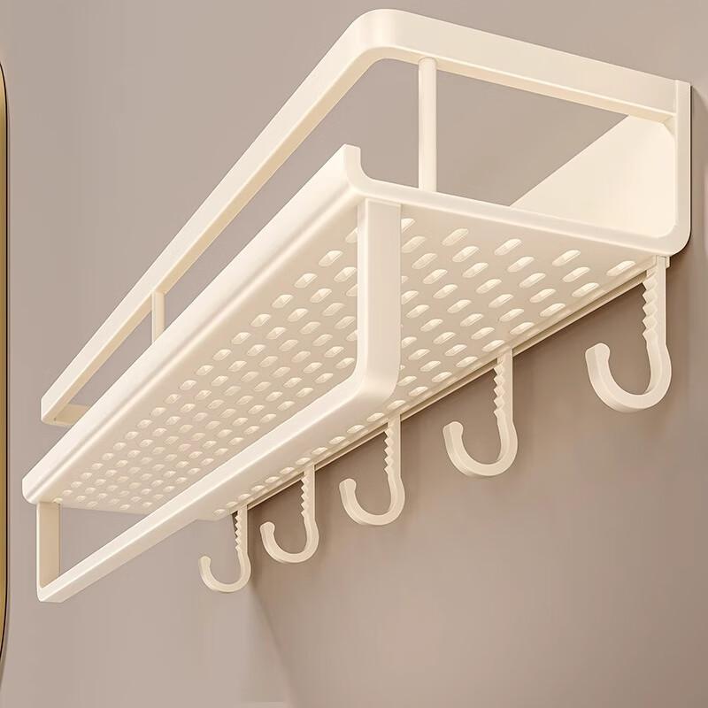 Prateleira de Armazenamento para Banheiro Huxiansen Cor Creme, Não Requer Furação, Prateleira Organizadora de Parede para Banheiro, Vaso Sanitário, Lavabo e Bancada