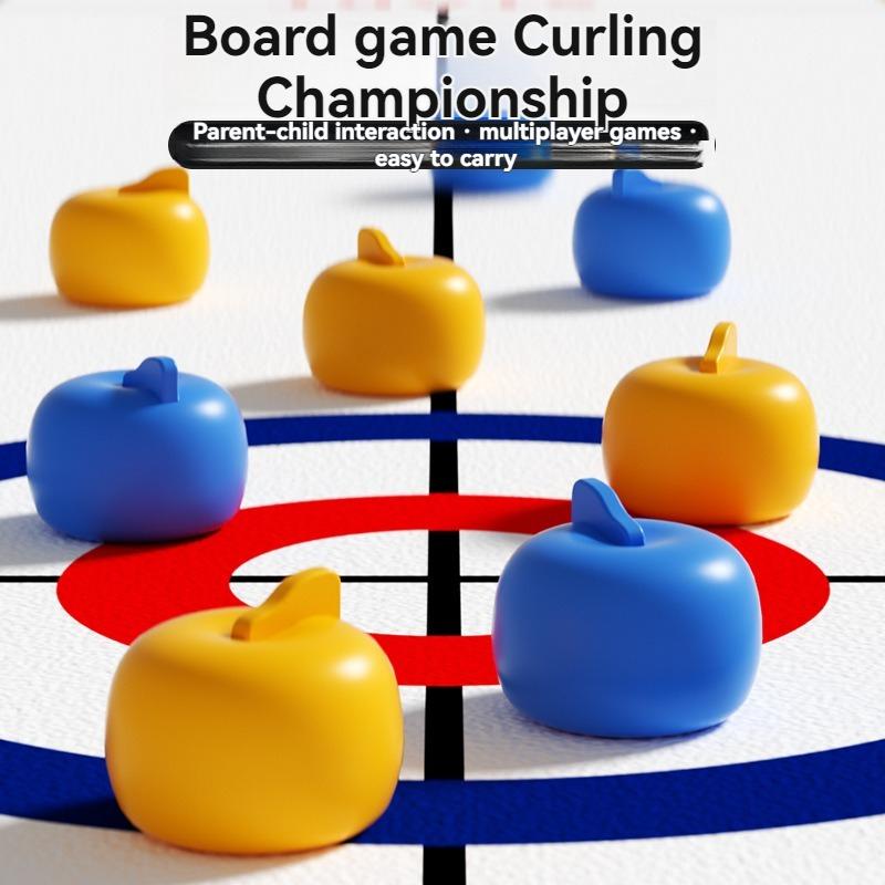 New Family Fun Board Games For Kids & Adults: Tabletop Curling Game With 8-16 Rollers & Shuffleboard Pucks Toys
