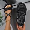 Fashion 2025 Ladies Shoes On Sale Narrow Band Women's Sandals Platform Casual Sandal Women Elastic Band Round Toe Flat with Shoes Female