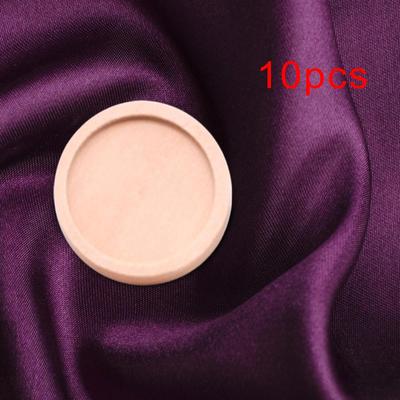 10 Stück Flache Runde Holz-Broschennadel-Tabletts Verschlüsse Scheibenbasis Cabochon-Rahmen Fassungs-Tablett