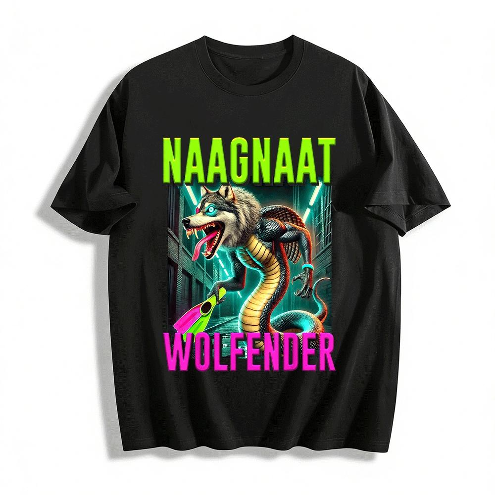 Cyberpunk Wolf Snake Hybrid Creature Print Cool Casual Top Pure cotton T-shirt XXS