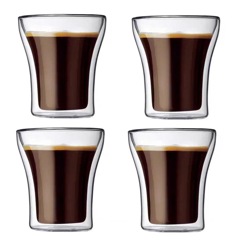 1/2/4 Stück Doppelwandiges Glas Kaffeetasse Wärmeisolierung Elektrische Fackelform Cappuccino Frühstücksglas Kaltgetränke Eiskrug