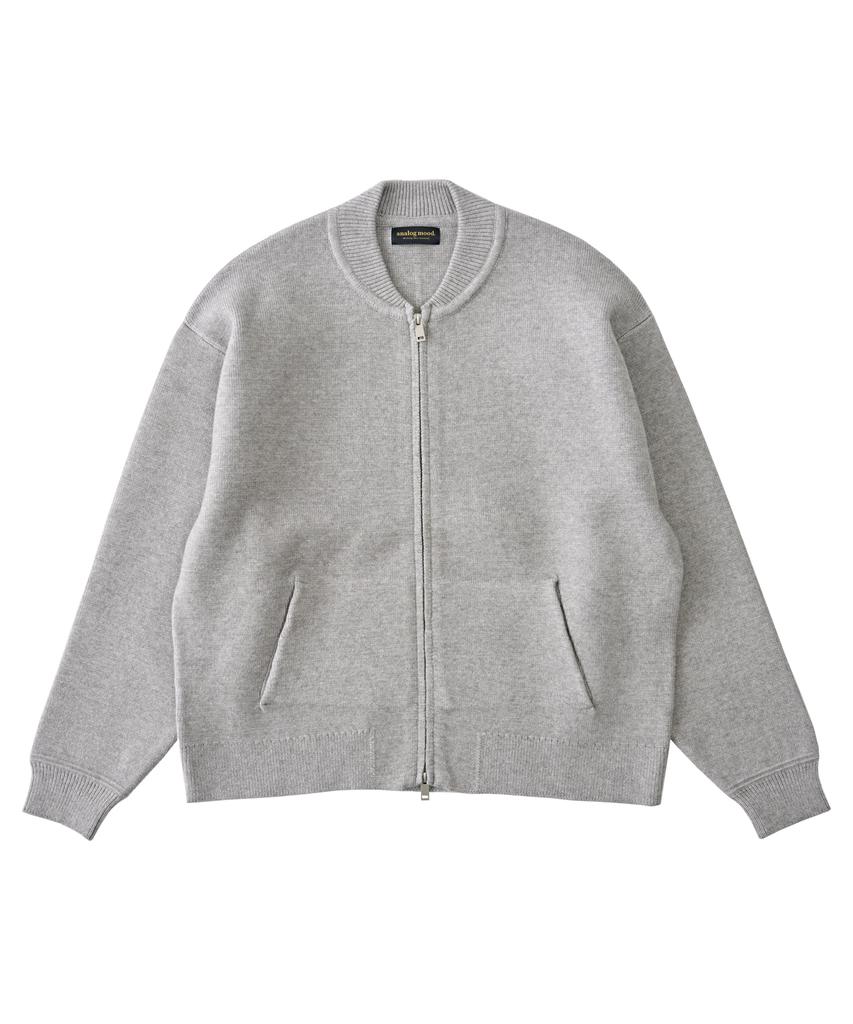 Analog Mood Soft Warm Plan Zip-Up Cardigan (Gray)
