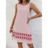 2026 Summer Women's Knee Length Short Dress Bohemian Vintage Printed Round Neck Dress Casual Comfortable Beach Sleeveless Dresse