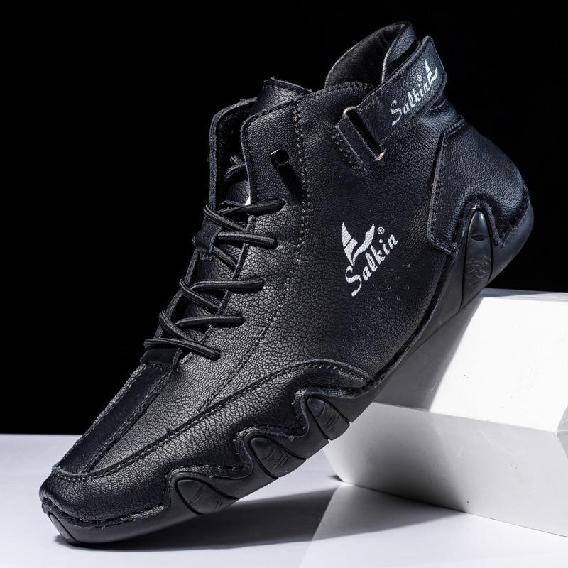 Unisex Boots Luxury Handmade Leather Boots Casual Booties Men's Women Ankle Boots Classic High-top Boot Large Size 36-48