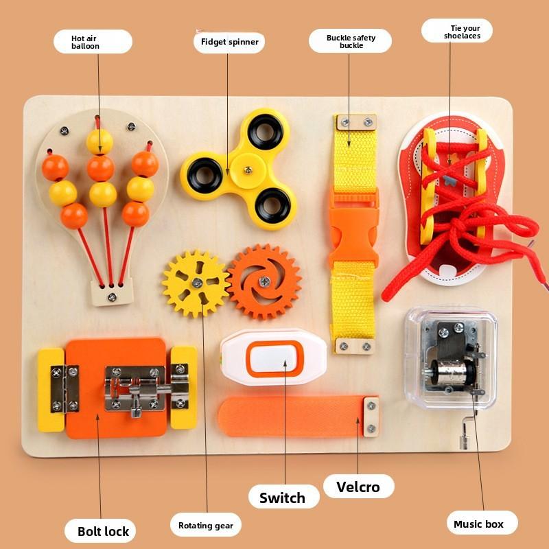 Music Box Wooden Fingertip Gyro Safety Buckle Game Board Children Puzzle Toy