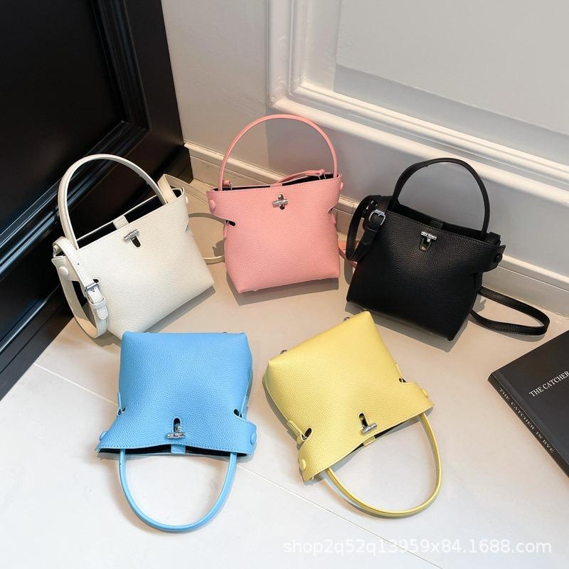 New niche lychee pattern handbag, new daily bucket versatile simple messenger bag