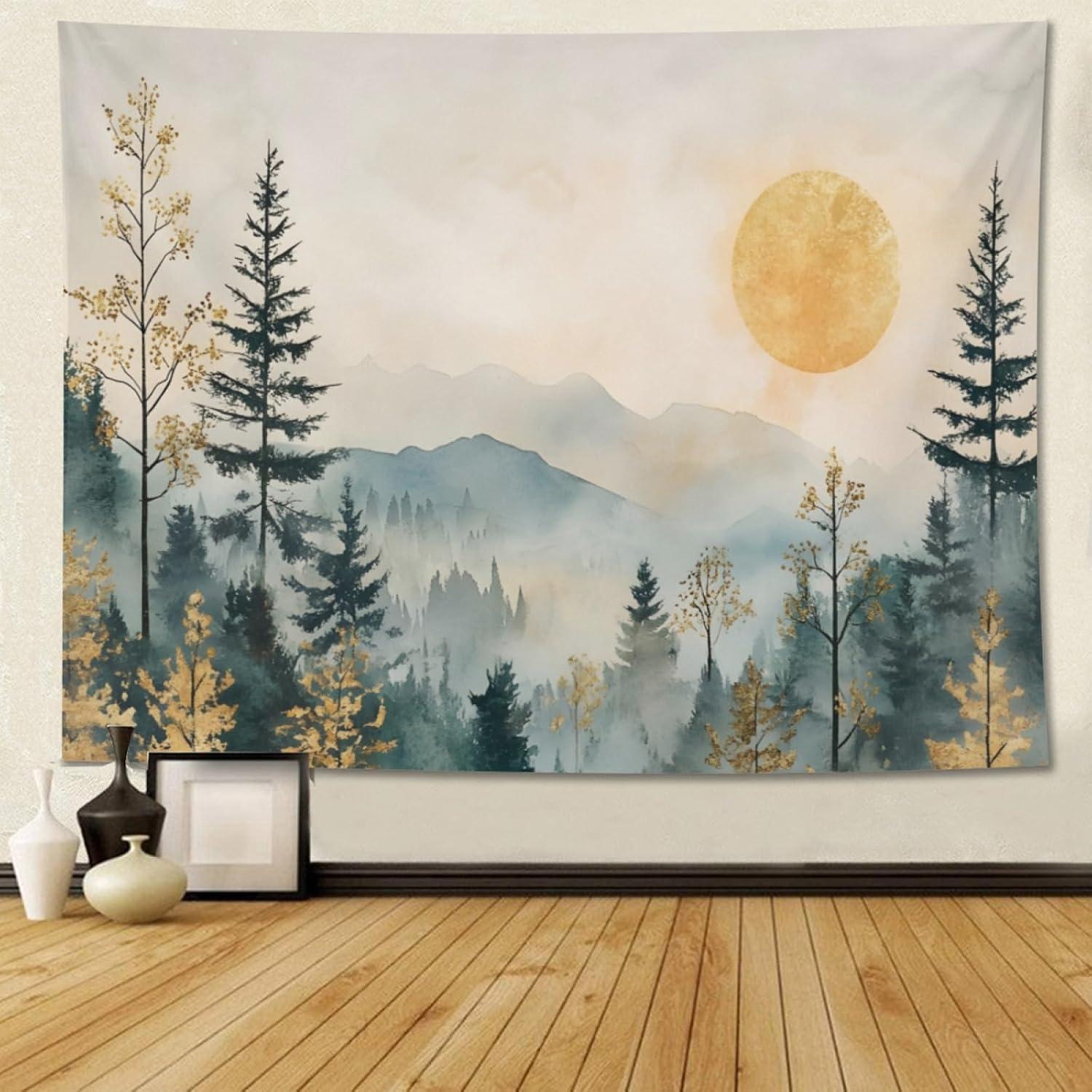Tapestry dtiqccn fog forest landscape natural 75x100 чёрный