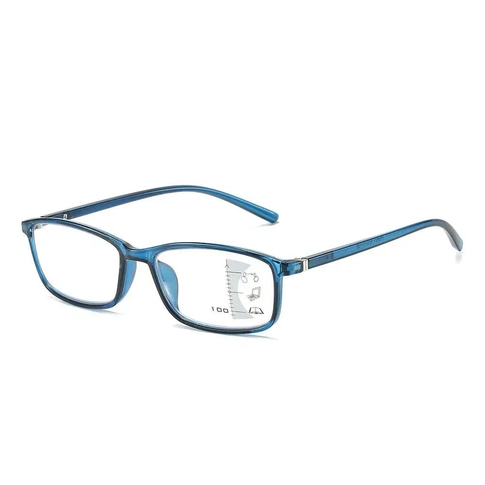 

Men Women Vintage Eye Protection Frame Reading Glasses Ultra Light Glasses Anti-Blue Light Progressive Multifocal Strength 100 синий