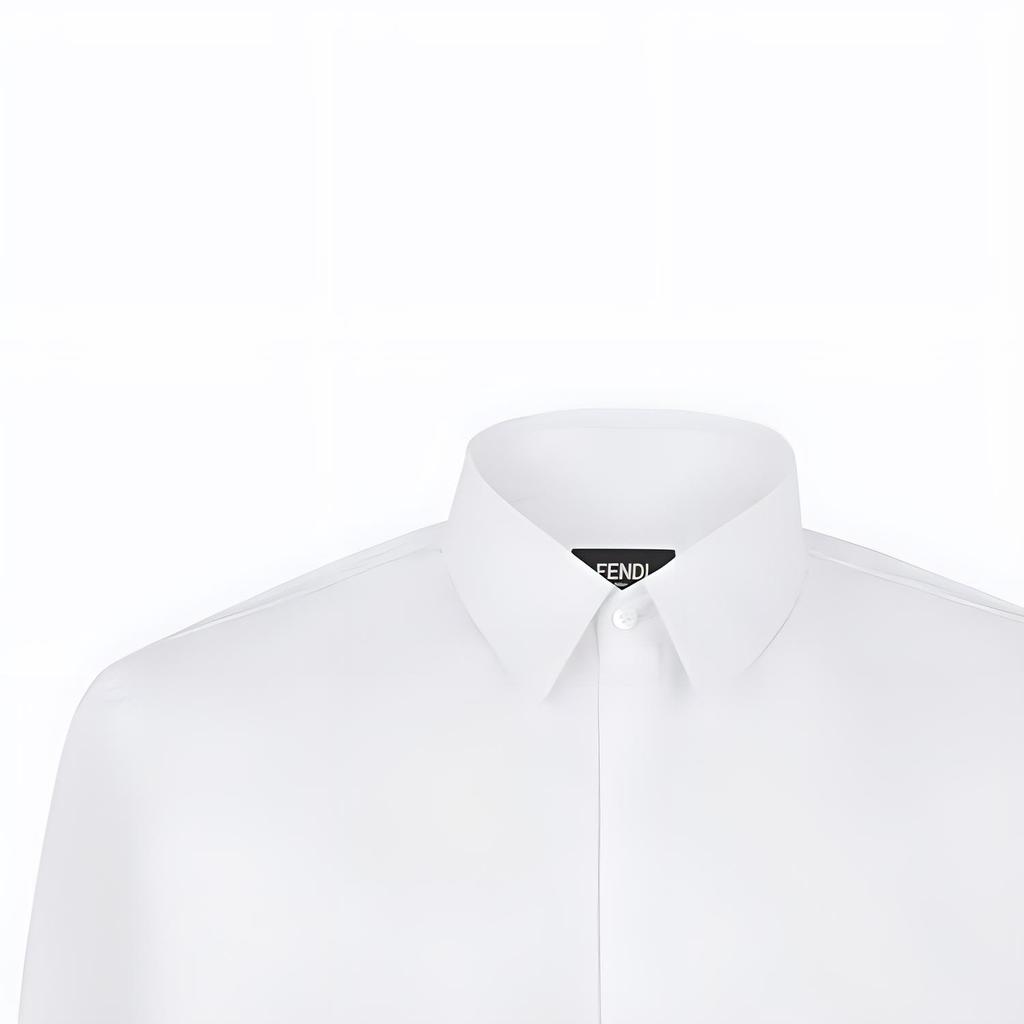 FENDI Shirts Men's White Lapel Moderate Straight Fit FS0585APQKF1MQ6