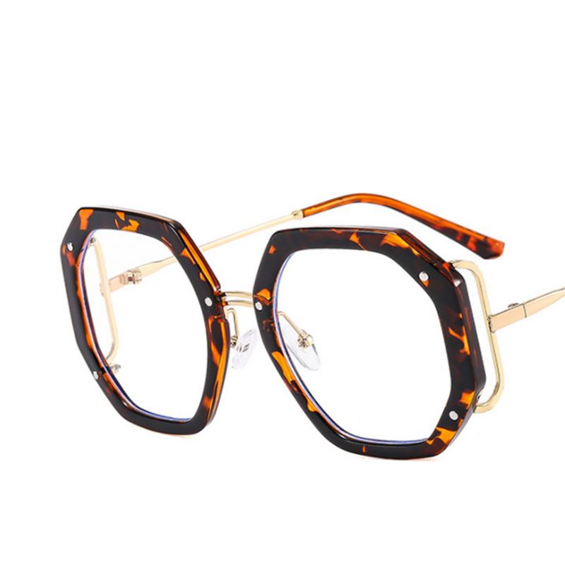 Retra Hollow Out Frame Clear Lens Glasses Polygonal Myopia Nerd Spectacles Degree 0 to -6.0 Lightweight Stylish