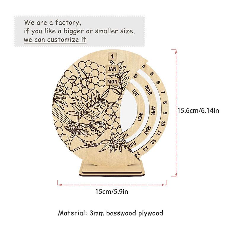 

Perpetual Calendar Wooden Desktop Ornament Home Wall Decoration Creative Simplicity Office Desktop Calendar Ornament 17.5 X 15 X 7CM