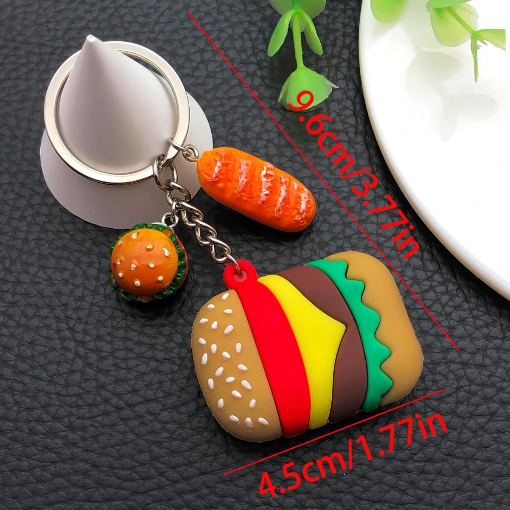 Creative Cute Food Cartoon Keychain: Soft Rubber Pizza & Donut Pendant