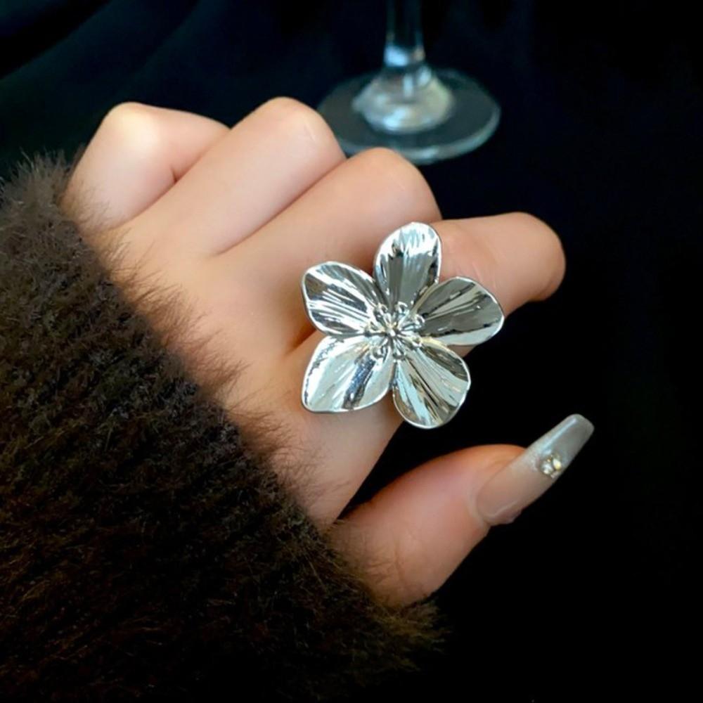 Copper Opening Finger Ring Exaggerated Finger Hand Ring Jewelry Metal Flower Opening Ring  Girls