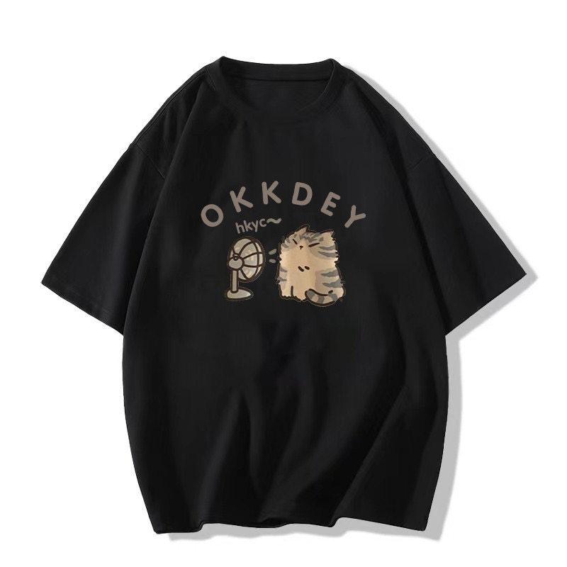 Plus Size Pure Cotton Short Sleeve T-Shirt, Couples Style, Loose Fit, American Niche Design, Dropped Shoulders