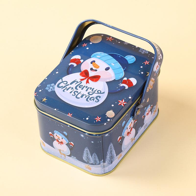 Niedliche Weihnachts-Blechgeschenkbox Eisen mit Griff Metall-Bonbondose Exquisite Santa Claus Blechdose Bonbondose