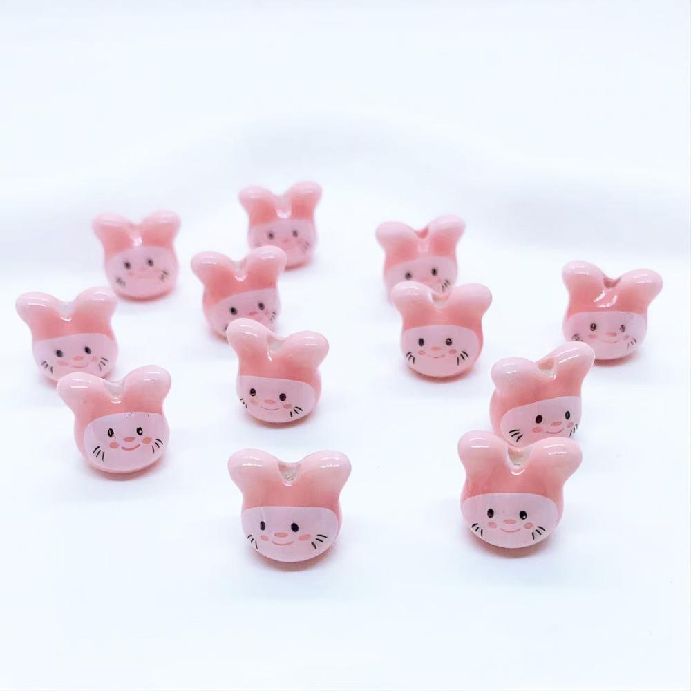 10Pcs Ceramic Colorful Chinchillas Ceramic Beads Rabbit Rabbit Shape Porcelain Bead  DIY Crafts