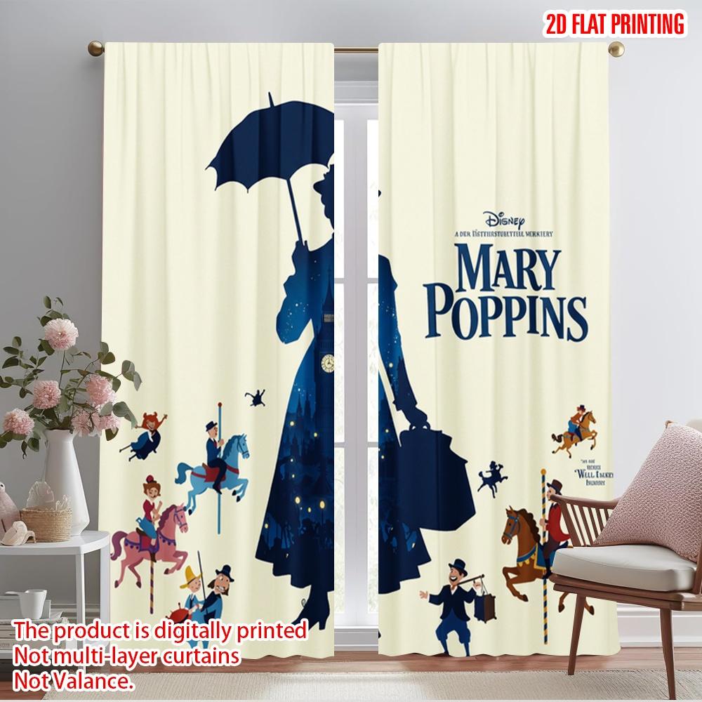 

2pcs 2D flat printing Scene Curtain Mary Poppins Carousel London Skyline Fabric Without Electricity Seasonal Party & Holiday 52.50×116.00 CM 2pcs