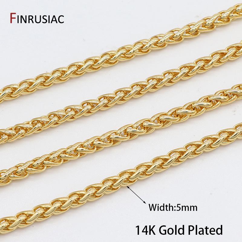 

Модная 14-каратная позолоченная 5-миллиметровая плетеная цепочка из нержавеющей стали для изготовления ожерелий, DIY аксессуары для бижутерии 0.5 meter