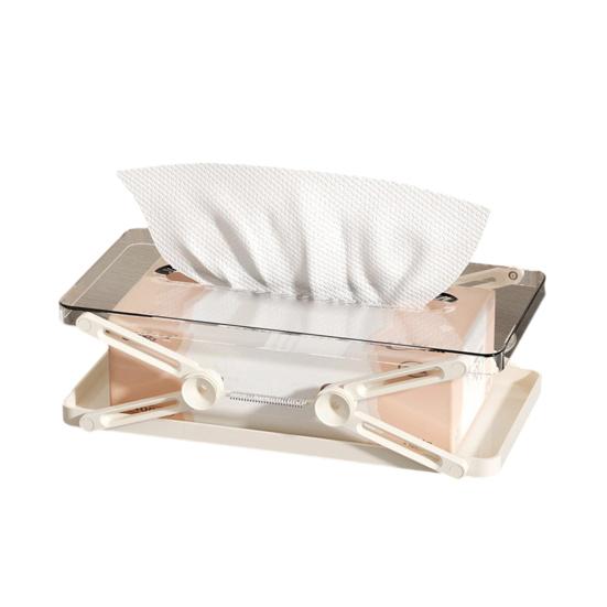 Clear Tissue Box Holder Spring-loaded Tissue Dispenser Transparent Desktop Tissue Box Cover for Home Office Bathroom Car