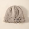 New Unisex Knitted Beanie With Devil Horns Halloween Distressed Skull Cap Hip Hop Winter Warm Yarn Hat For Men Women