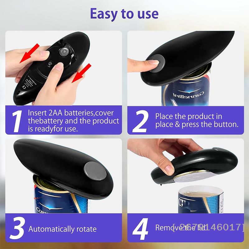 Hands-Free Electric Can Opener Automatic Bottle Opener Easy Kitchen Gadget for Cans Jars and Twist-Off Lids 6