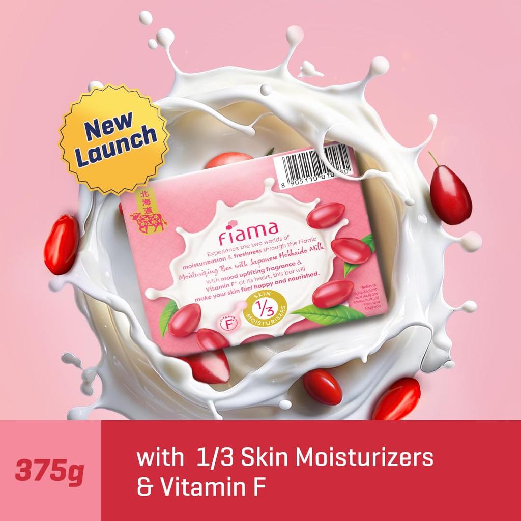Fiama Moisturizing Soap Bar 125GX3 Japanese Hokkaido Milk Goji Berry With Vitamin F For Soft Hydrated Skin And Fragrant Freshness